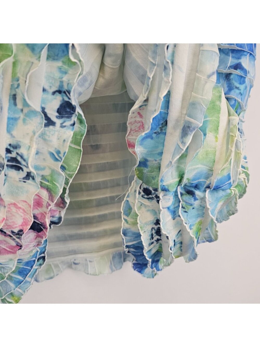 Elementz Womens XL Blue Floral Ruffle Top Tiered Stretch Fairycore - Picture 7 of 11